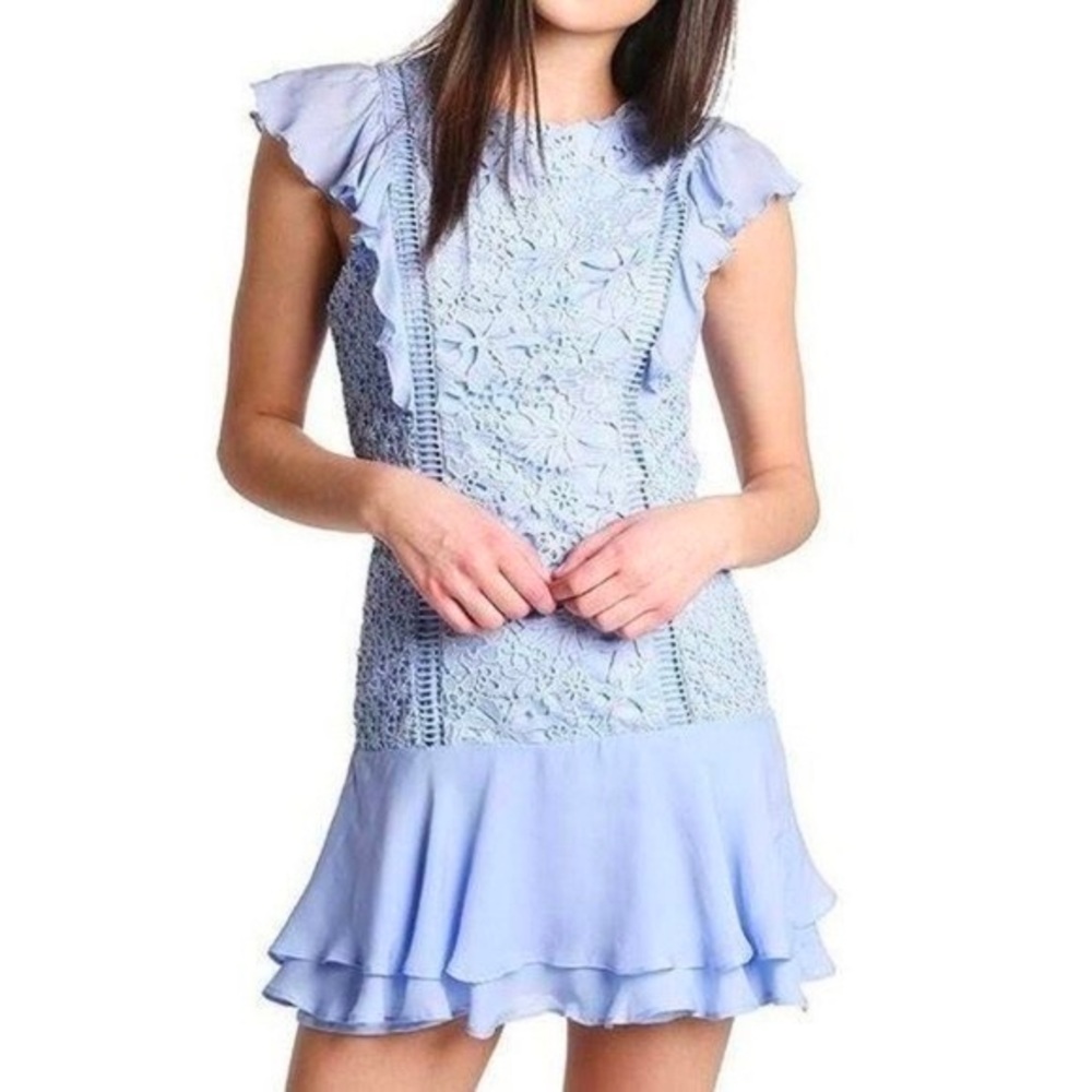 Parker BENNETT Crochet Lace Mini Dress with Silk Hem